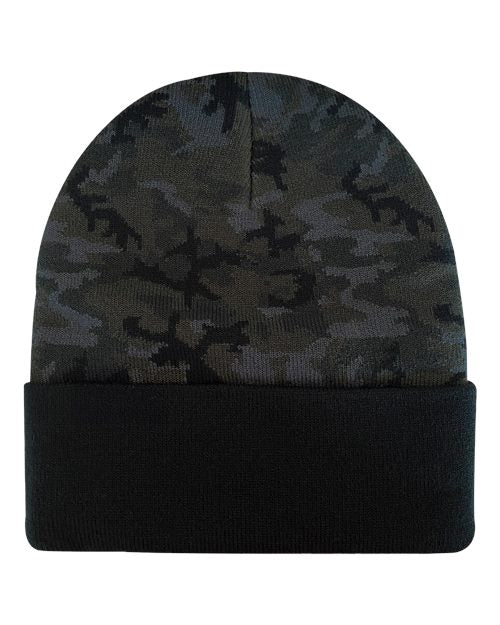 Coleman Cuffed Beanie - Black Woodland Camo