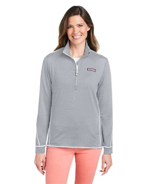 Women's Microstripe Sankaty Half-Zip Pullover - Heather Grey