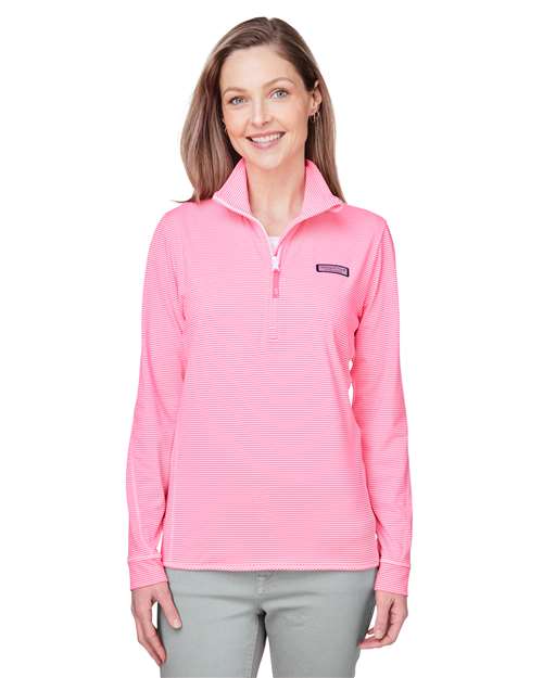 Women's Microstripe Sankaty Half-Zip Pullover - Knockout Pink