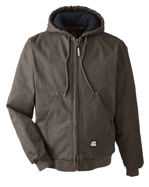 Men's Tall Heartland Washed Cotton Duck Hooded Jacket - Olive Duck