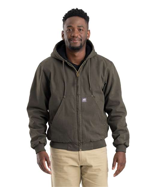 Men's Tall Heartland Washed Cotton Duck Hooded Jacket - Olive Duck