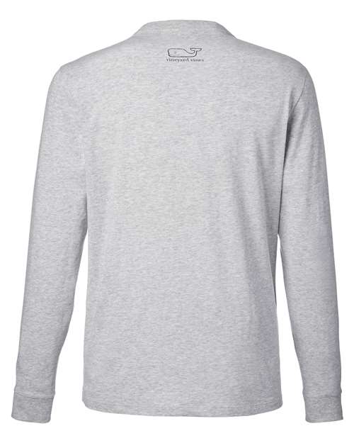 Unisex Long Sleeve Pocket T-Shirt - Grey Heather/ Blue Blazer