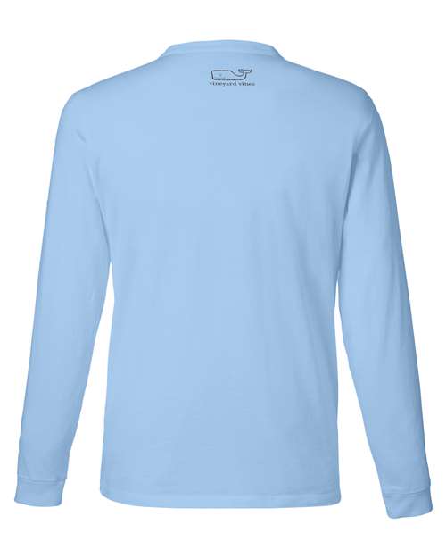 Unisex Long Sleeve Pocket T-Shirt - Jet Black/ Blue Blazer