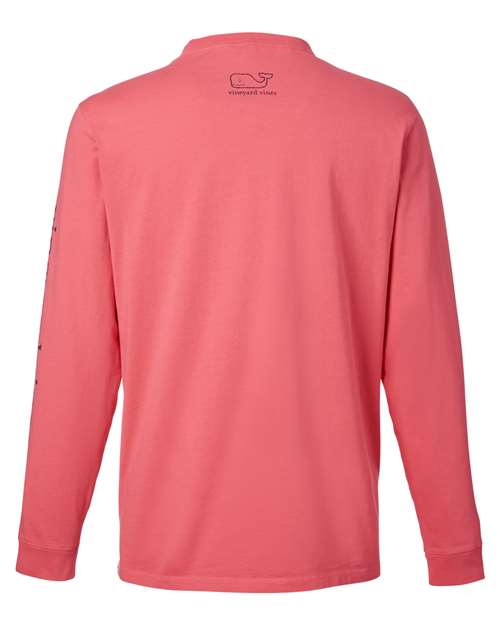 Unisex Long Sleeve Pocket T-Shirt - Jetty Red/ Blue Blazer
