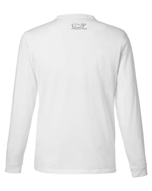 Unisex Long Sleeve Pocket T-Shirt - White Cap/ Blue Blazer