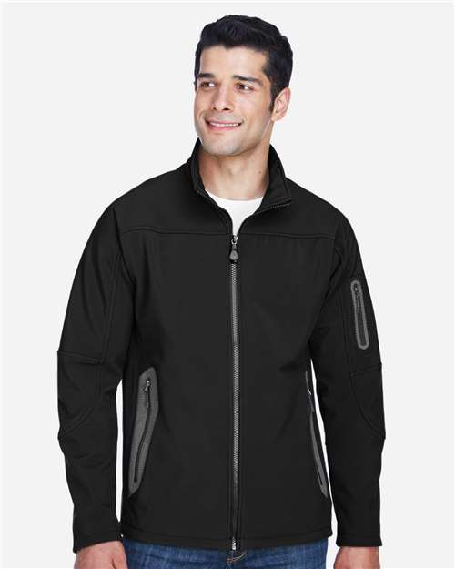 Men's Three Layer Fleece Bonded Shell Technical Jacket - Black