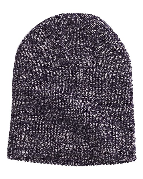 Ribbed Marled Beanie - Black/ Grey
