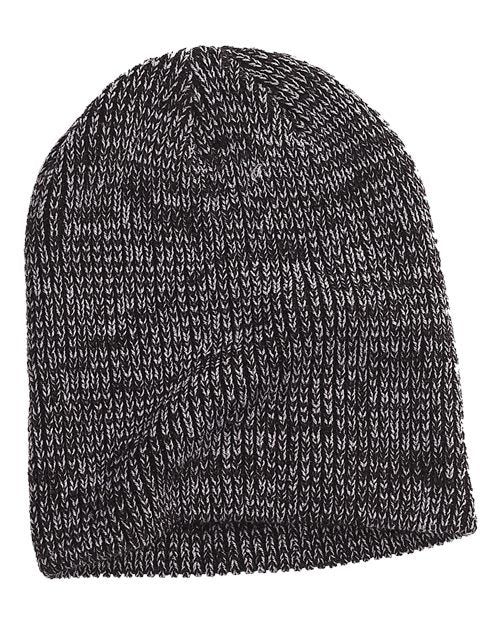 Ribbed Marled Beanie - Navy/ Grey
