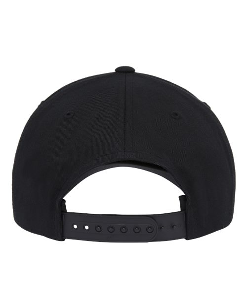 Retro Cotton Blend Snapback Cap - Black