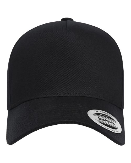 Retro Cotton Blend Snapback Cap - Black