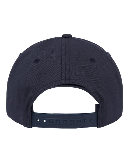 Retro Cotton Blend Snapback Cap - Navy