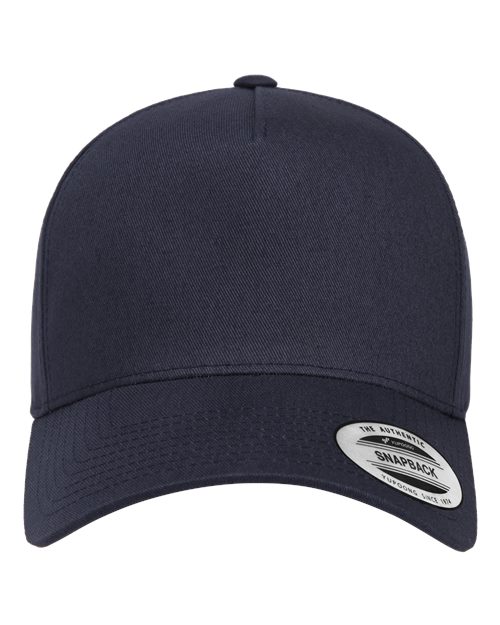 Retro Cotton Blend Snapback Cap - Navy