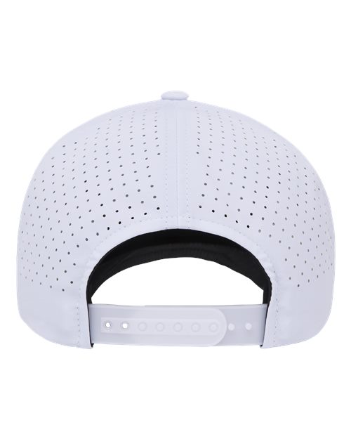 Five-Panel Snapback with Perforated Cap - White