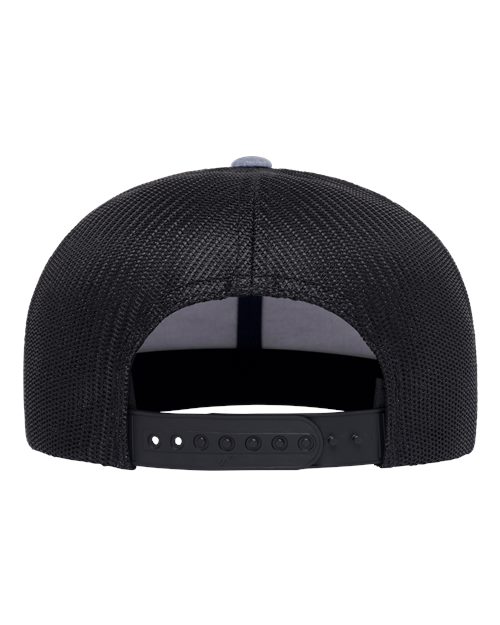 Retro High Profile Trucker Cap - Heather Grey/ Black