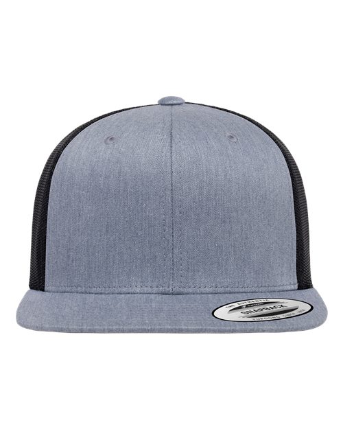 Retro High Profile Trucker Cap - Heather Grey/ Black