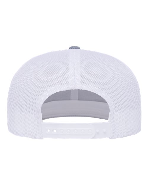 Retro High Profile Trucker Cap - Heather Grey/ White