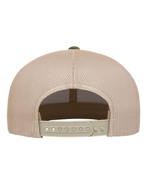 Retro High Profile Trucker Cap - Moss Green/ Khaki