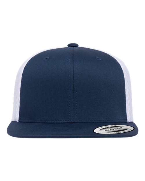Retro High Profile Trucker Cap - Navy/ White