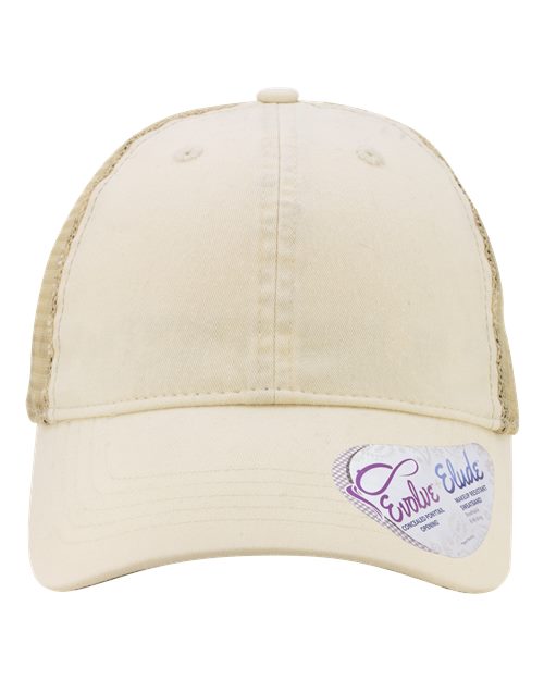 Women's Washed Mesh-Back Cap - Vanilla/ Longhorn/ Khaki