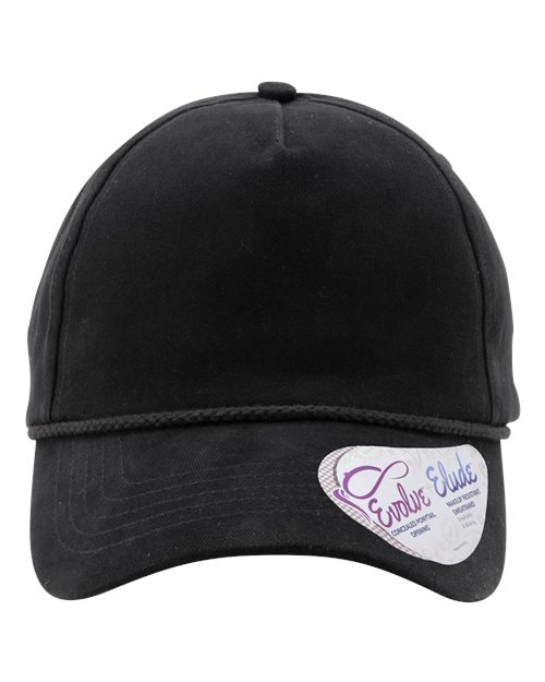 Women's Five-Panel Rope Cap - Black/ Black Leopard