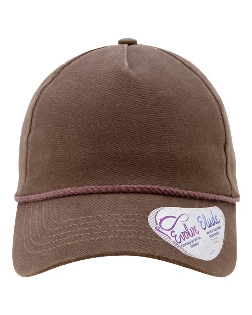 Women's Five-Panel Rope Cap - Chocolate/ Fawn