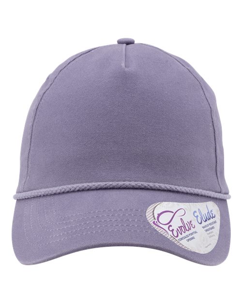 Women's Five-Panel Rope Cap - Violet/ Snow Leopard