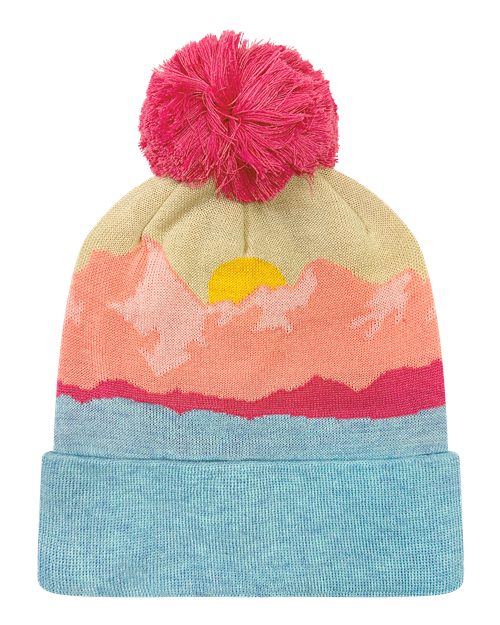 Grand Recycled Beanie - Mountain Morning Aqua/ Peach