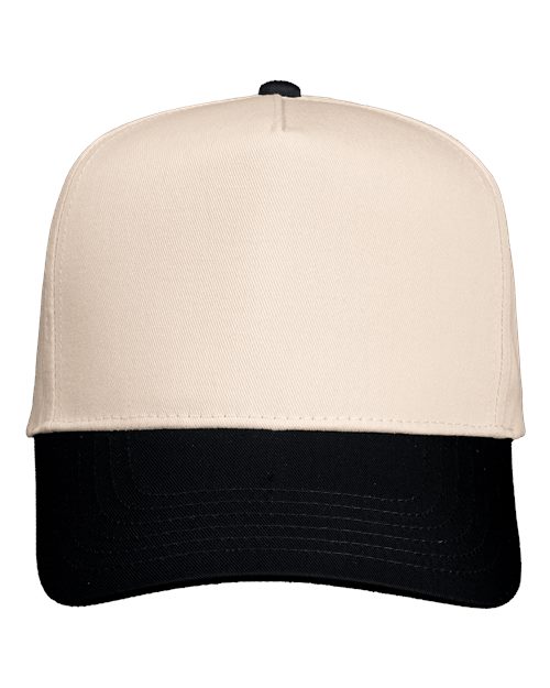 Five-Panel Twill Cap - Natural/ Black