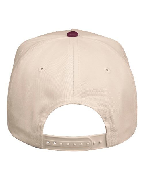 Five-Panel Twill Cap - Natural/ Maroon