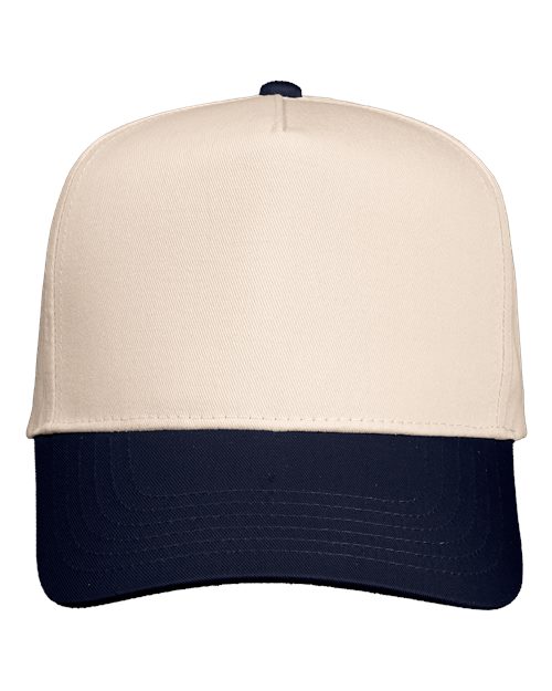 Five-Panel Twill Cap - Natural/ Navy