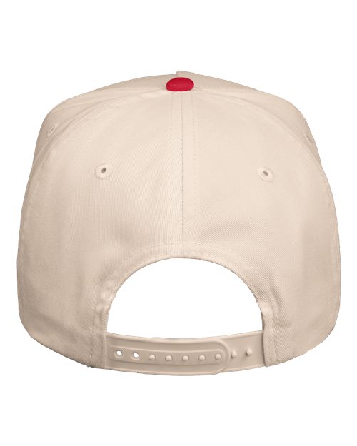 Five-Panel Twill Cap - Natural/ Red