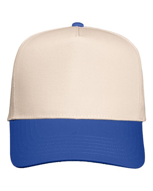 Five-Panel Twill Cap - Natural/ Royal