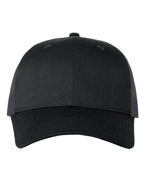 Mesh-Back Twill Trucker Cap - Black/ Charcoal