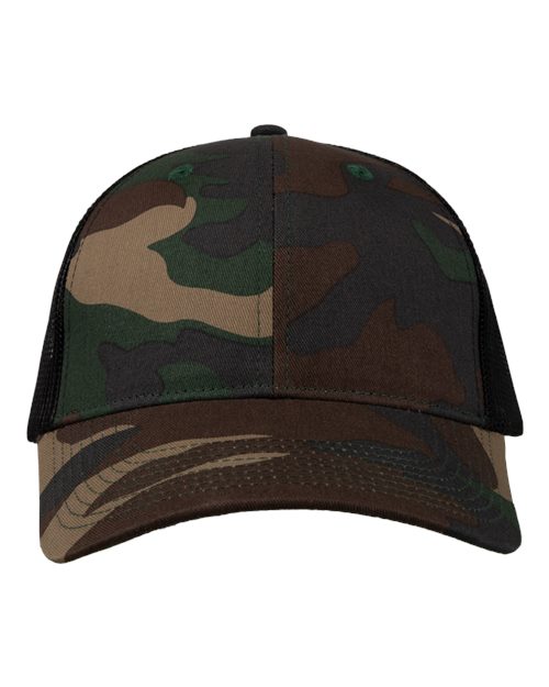 Mesh-Back Twill Trucker Cap - Camo/ Black