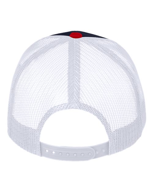 Mesh-Back Twill Trucker Cap - Navy/ White/ Red