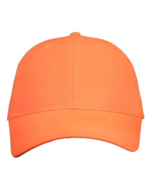 Mesh-Back Twill Trucker Cap - Neon Orange