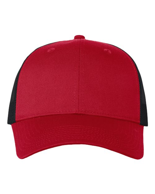 Mesh-Back Twill Trucker Cap - Red/ Black