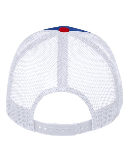 Mesh-Back Twill Trucker Cap - Royal/ White/ Red