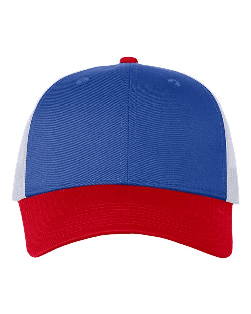 Mesh-Back Twill Trucker Cap - Royal/ White/ Red