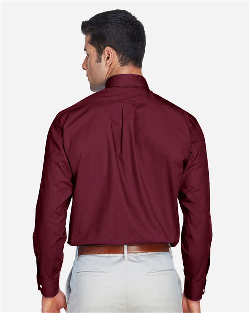 Men's Crown Collection® Broadcloth Woven Dress Shirt - Burgundy