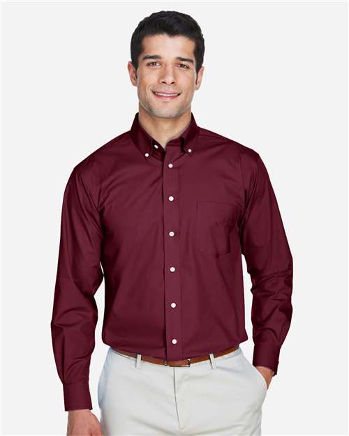 Men's Crown Collection® Broadcloth Woven Dress Shirt - Burgundy
