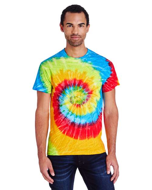 Unisex Multi-Color Tie-Dyed T-Shirt - Pastel Neon
