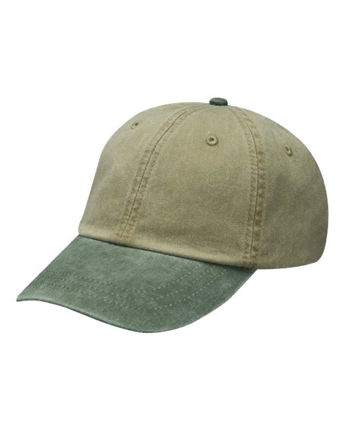 Optimum Pigment-Dyed Dad Hat - Khaki/ Spruce Green