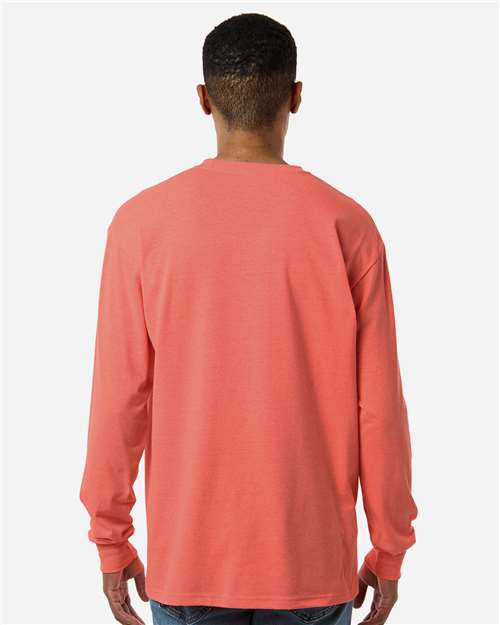 Unisex Gold Soft Touch Long Sleeve T-Shirt - Heather Coral