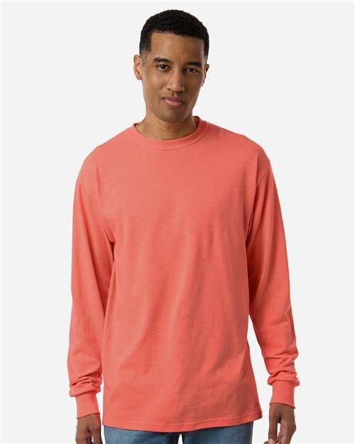 Unisex Gold Soft Touch Long Sleeve T-Shirt - Heather Coral