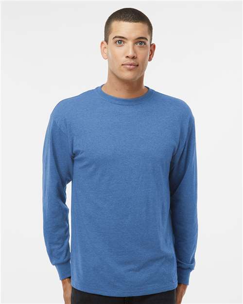 Unisex Gold Soft Touch Long Sleeve T-Shirt - Heather Royal