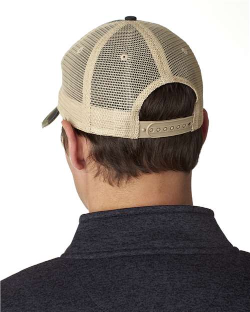 Ollie Distressed Trucker Cap - Jungle Camo/ Tan