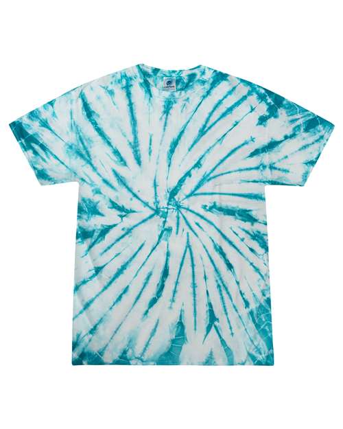 Unisex Multi-Color Tie-Dyed T-Shirt - White/ Turquoise