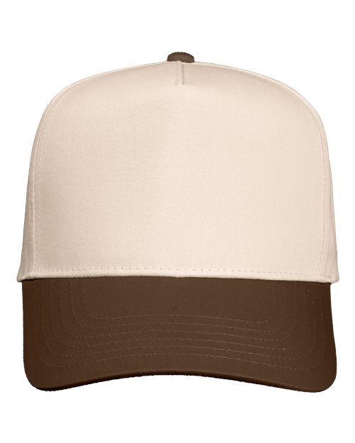 Five-Panel Twill Cap - Natural/ Brown
