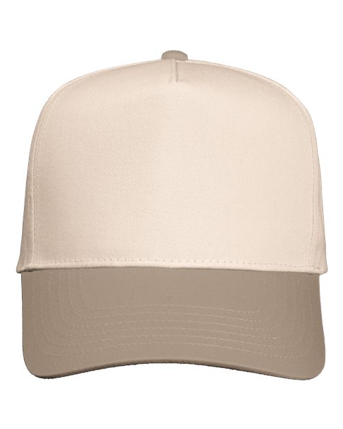 Five-Panel Twill Cap - Natural/ Khaki